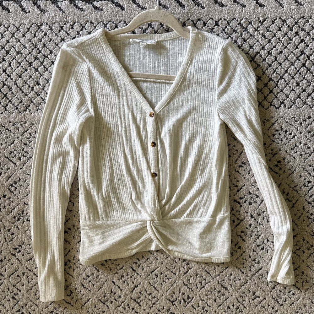 Women's Hippie Rose X-Small Ivory V-neck Button up Top